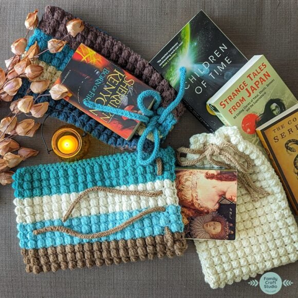 Crochet Drawstring Book Pouch Pattern